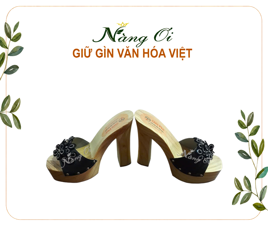 guốc gõ gỗ thông nhẹ mà bền cao 12cm